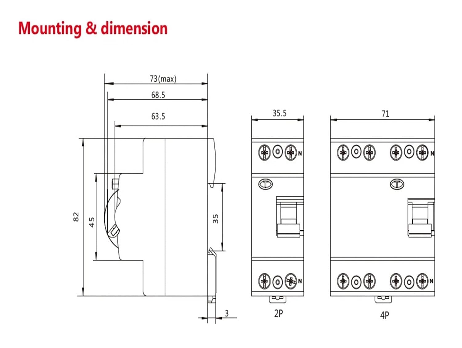 GYL8 Three-Phase +N electromagnetic Differential Circuit Breaker Safety Switch 4P 25A 40A 63A with CE CB Certification(4P 25A,30mA)