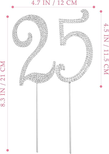 Miniatura 2 de Amosfun Decoración para tartas de cumpleaños número 25, decoración de aniversario, decoración para pastel de 25 años, fiesta de cumpleaños o