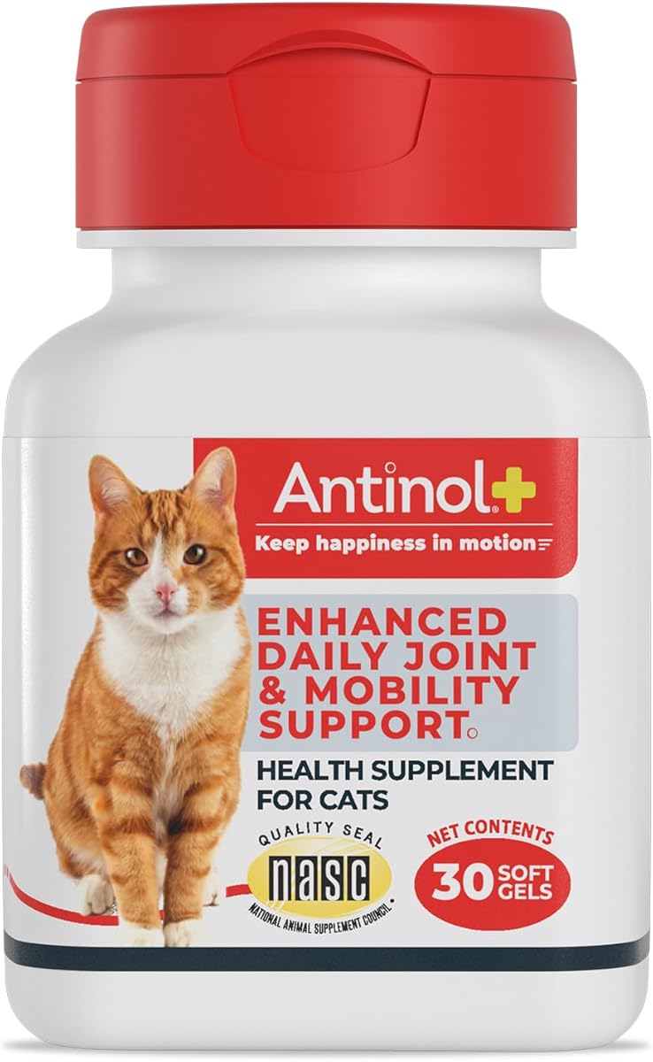 Plus, Mobility, Hip, and Joint Supplement for Cats, Green-Lipped Mussels and Krill Oil - Cat Joint Supplement, 30 Soft Gels