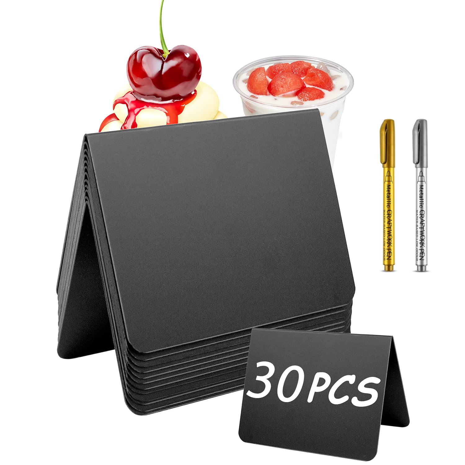 Lot De 12 Mini Tableaux Noirs Avec Support – Ardoise Plastique 10x7,6 Cm + 3 Craies & Chiffon – Idéal Mariage, Boulangerie, Étiquettes