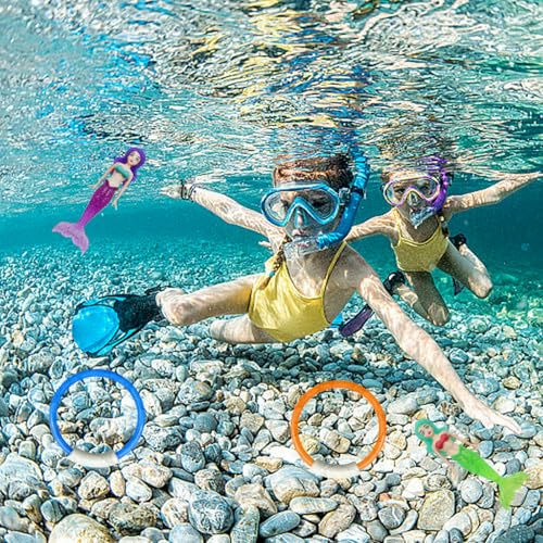 8 Stück Tauchspielzeug für Kinder Meerjungfrau Tauchspielzeug Pool Spielzeug Tauchringe für Kinder Unterwasser Tauchring Set für Tauchtraining Schwimmspielzeug