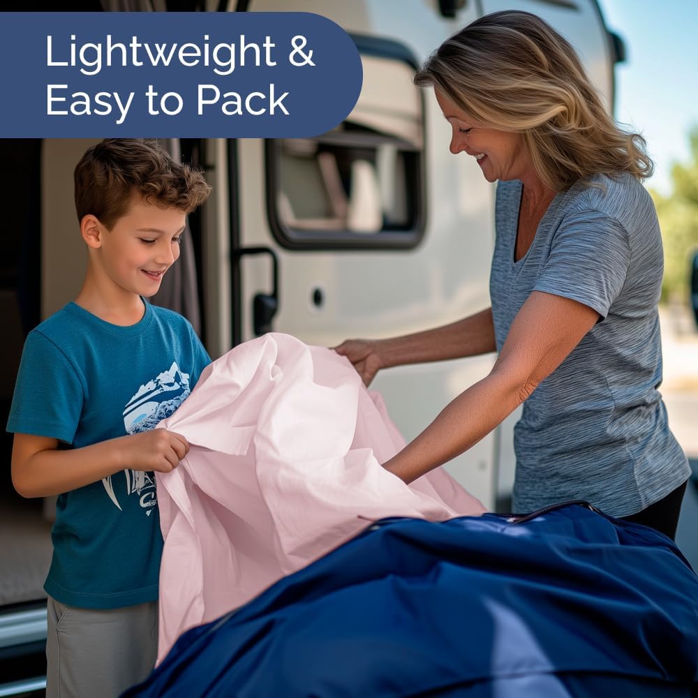 RV Short Queen Sheet Set 60 X 75 - 4 Piece RV Short Queen Bed Sheets - Soft, Breathable & Cooling - Designed for Bunks, Trailers & Campers - Fits 8” to 12" Mattress - Luxury Bedding - Lavender Pink