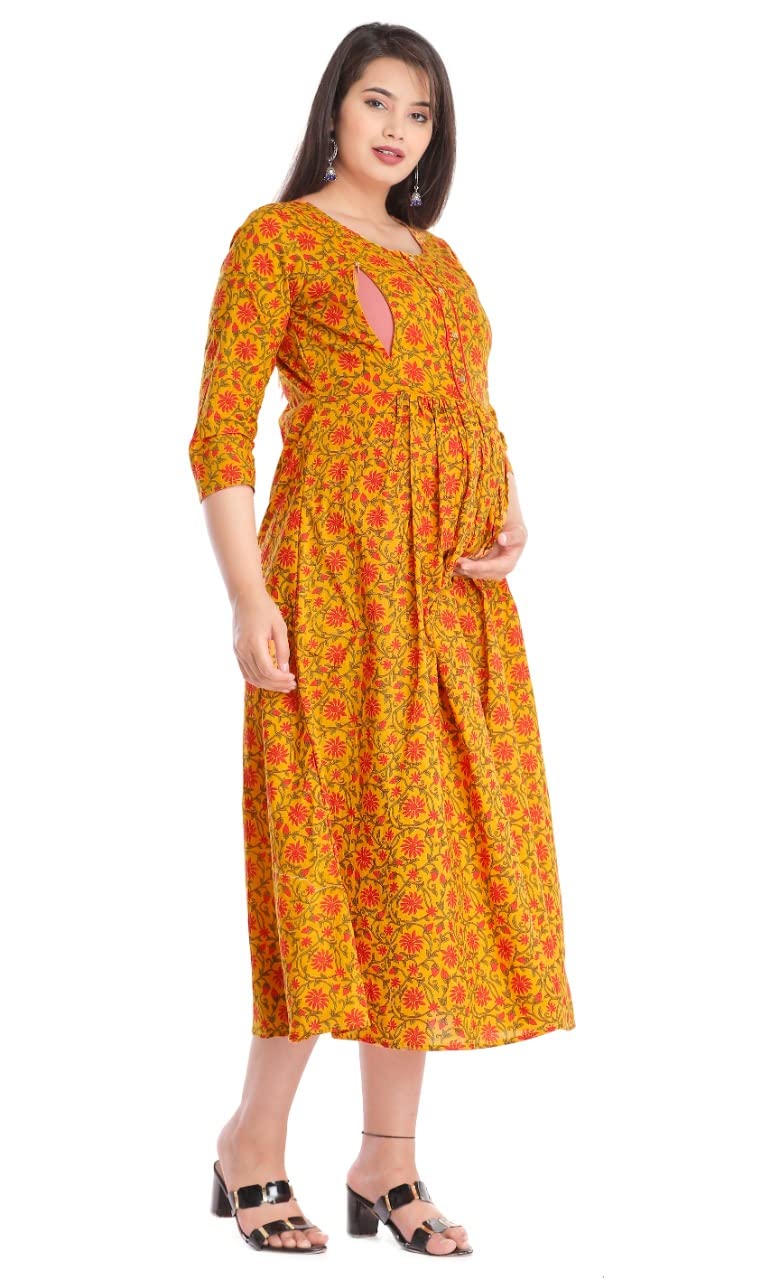 Maternity Feeding Dress Kurta CEE for Women Cotton Pregnancy Long Wear Full Length Zip Fiding Drees/Mothers Kurties/Pregency/metarnity Kurtas/Kurtis Set Dresses-image-17