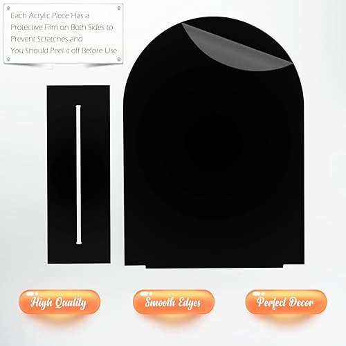 Miniatura 11 de Letrero de arco acrílico con espejo dorado de 5 x 7 pulgadas con soporte, paquete de 10 letreros acrílicos de arco dorado en blanco con base