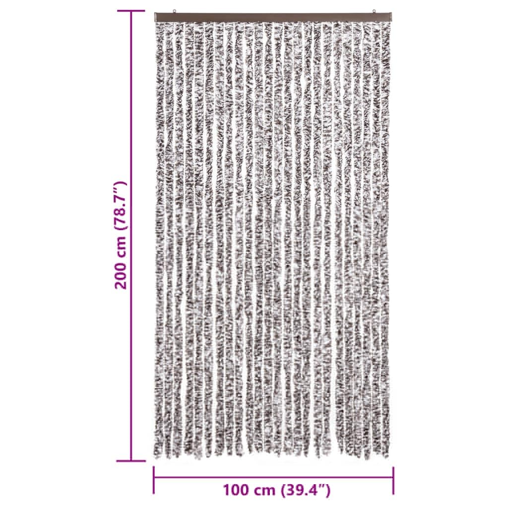 Rideau anti-mouches, marron et beige, 100 x 200 cm, en chenille