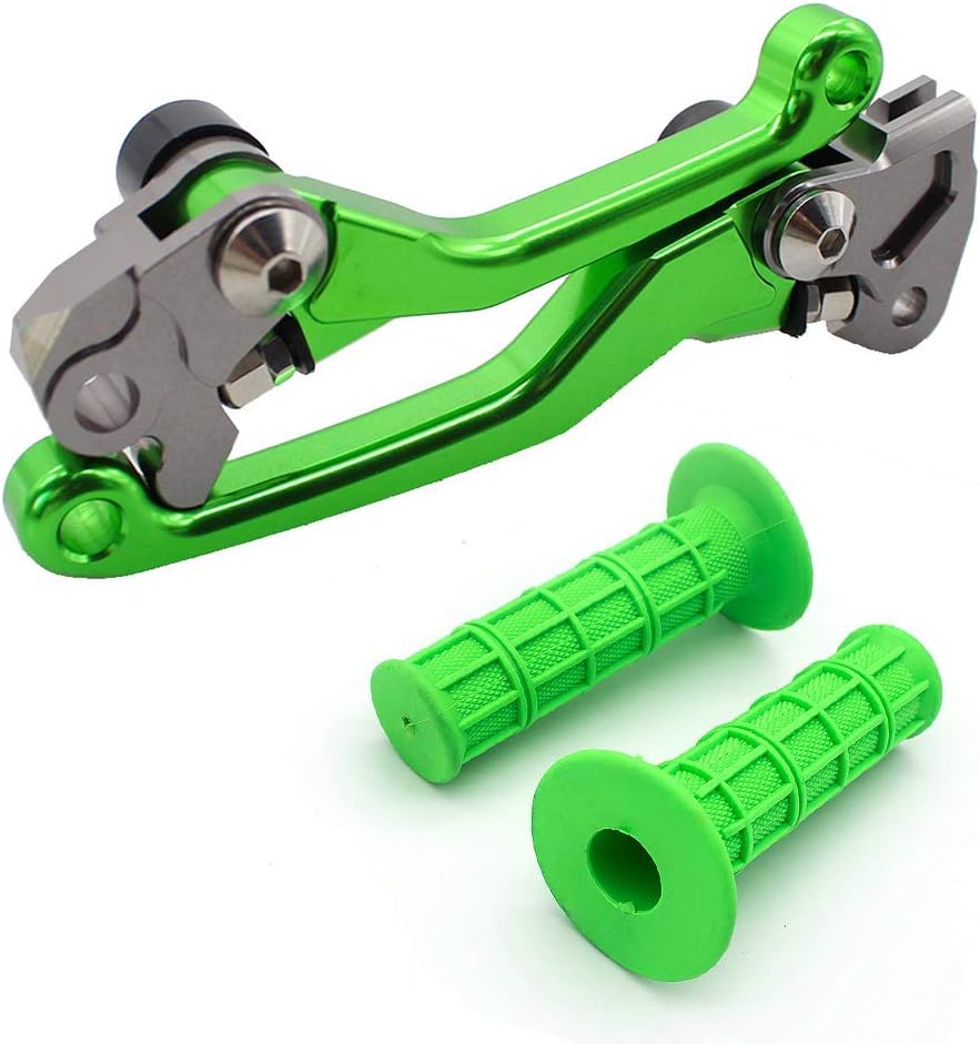 Krace CNC Adjustment Dirt Bike Pivot Brake Clutch Levers Set Fit For Kawasaki KDX200/220 1995-2006 w/ 7/8" 22mm Rubber Hand Grips
