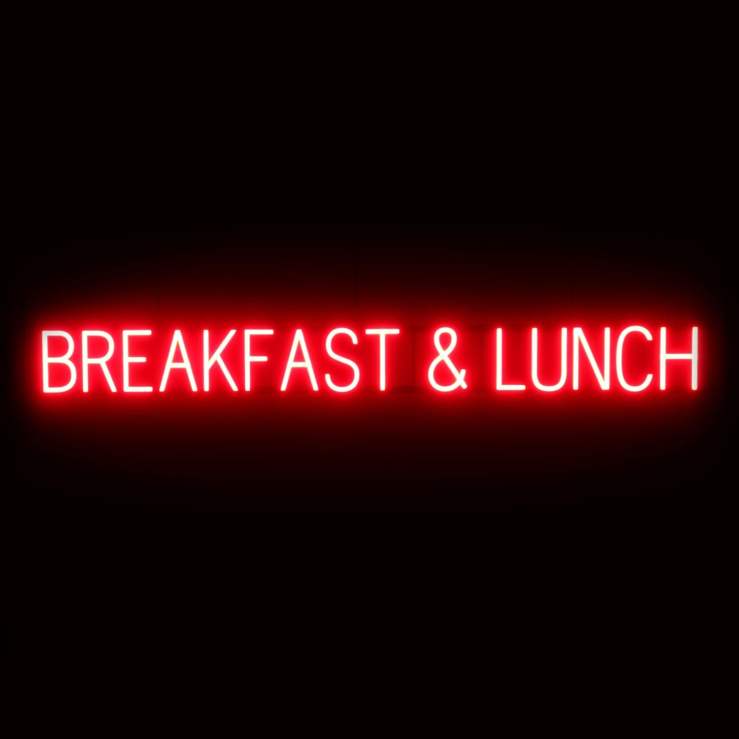 SpellBrite BREAKFAST & LUNCH Sign | Brunch-Related Sign with Neon Look, Red LED Light Source | 61.4" x 6.3"
