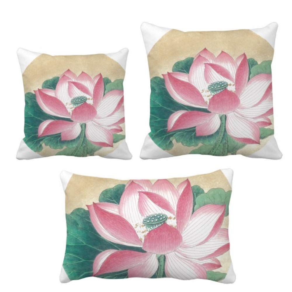 Coussin de lotus peinture chinoise pour deco canape salon cocooning