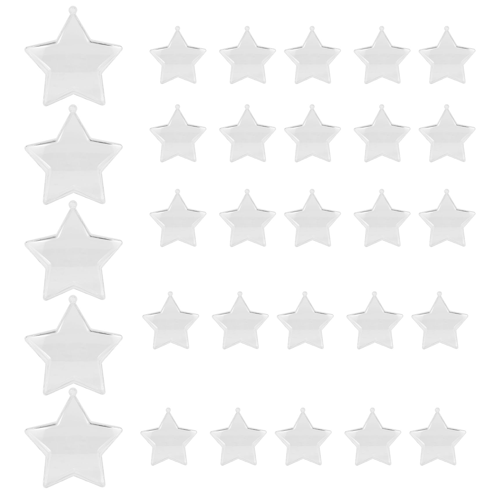 Hndhbfgrt 30 Sets 80mm DIY Fillable Balls Clear Plastic Ornaments Balls Christmas Tree Ornament Bauble Party Supplies (Star Shape)