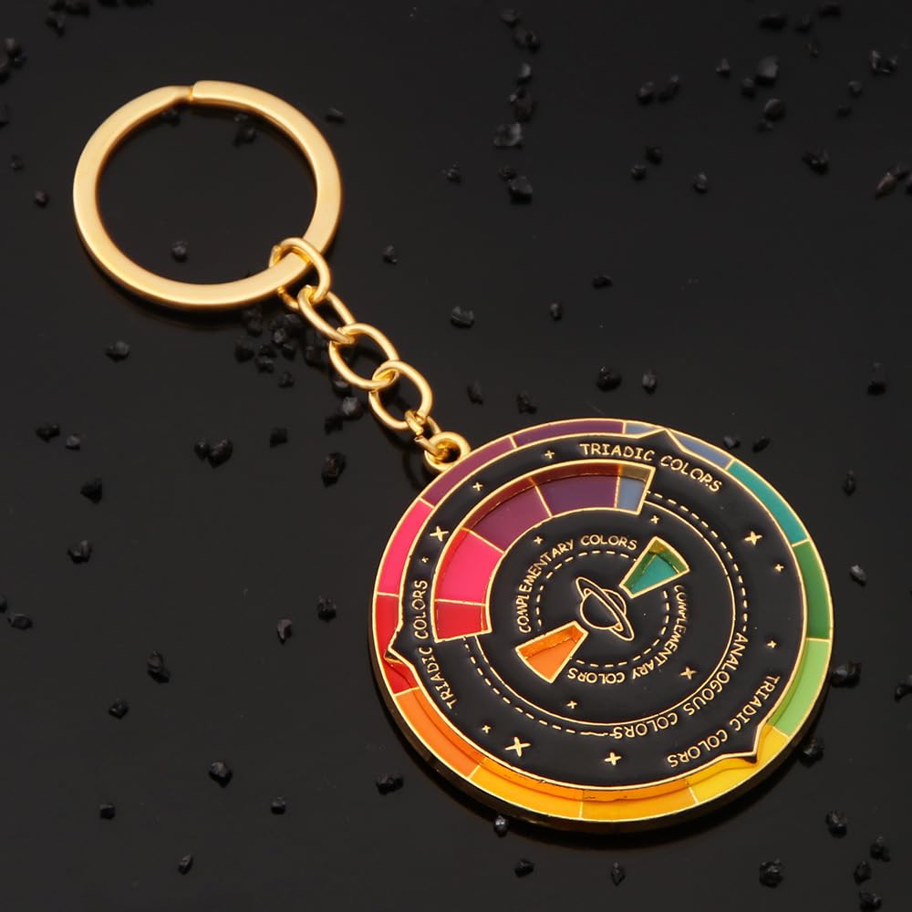 FunBoat Color Wheel Keychain - Creative Spinning Color Wheel Charm - Aesthetic Arts Gifts for Artists