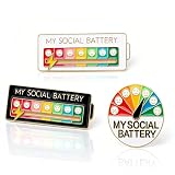 3 Broches My Social Battery, Pins Créatifs en Alliage, Badges d’Humeur Amusants pour Homme...