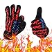 Heat Resistant Gloves – For Temperatures Up To 932°F, Hand Protection For Cooking, Baking, Fireplace, Smoker, Grilling & Barbecue, Fire Proof Kitchen Gloves For Handling BBQ, Pots & Pans (Black-red)