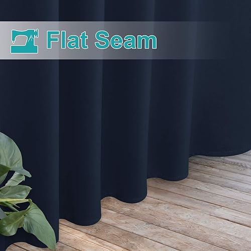 Miniatura 7 de NICETOWN - 2 paneles de cortinas para exteriores impermeables para patio, pestañas desmontables, bloqueo de luz autoadhesiva que protege la