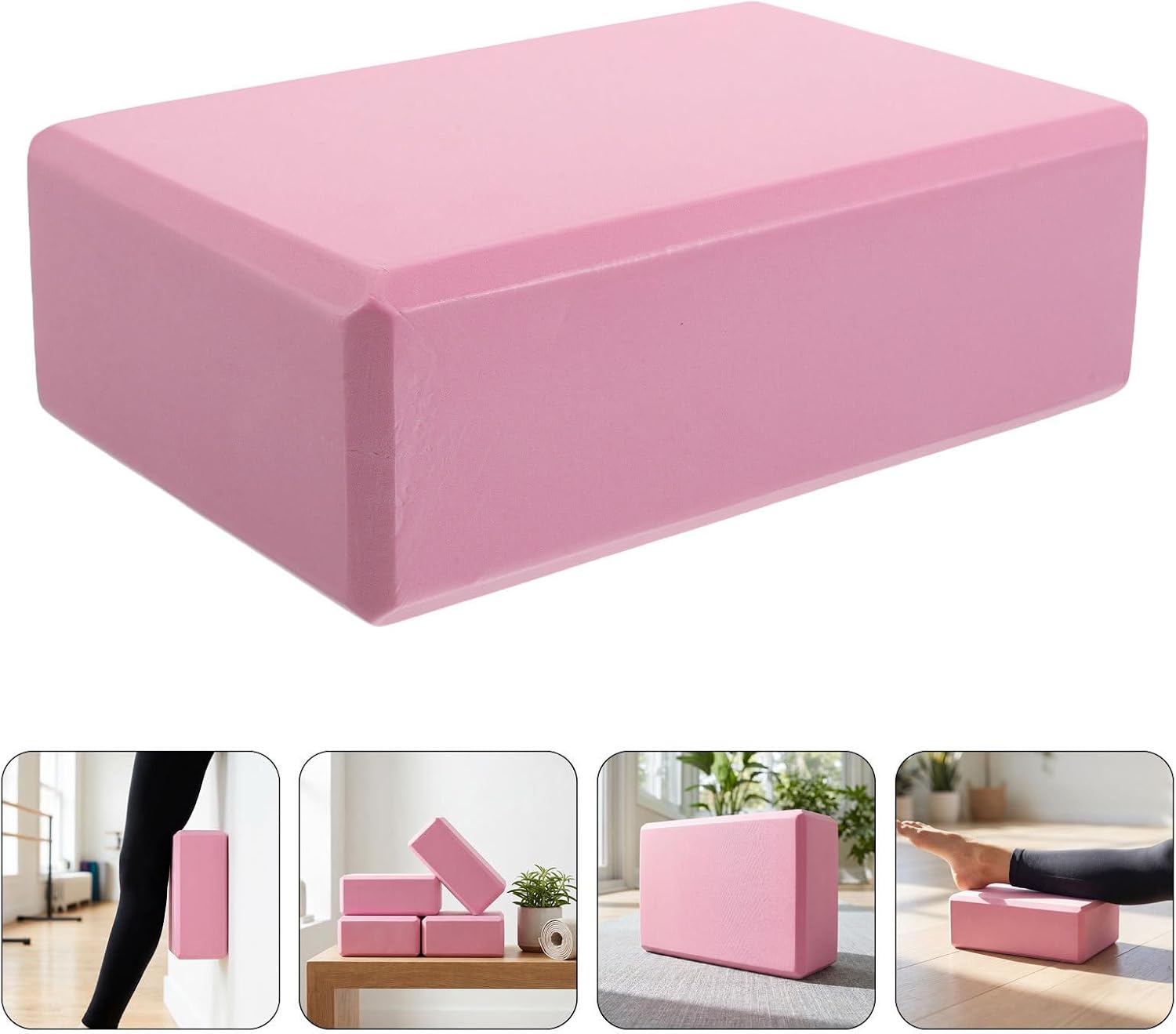 VALICLUD Yoga Blocks Lightweight 4pcs Pink Foam with Beveled Edge Design for Enhanced Stability and Non-slip Grip Eva Yoga Bricks for Flexibility Exercises and Home Practice