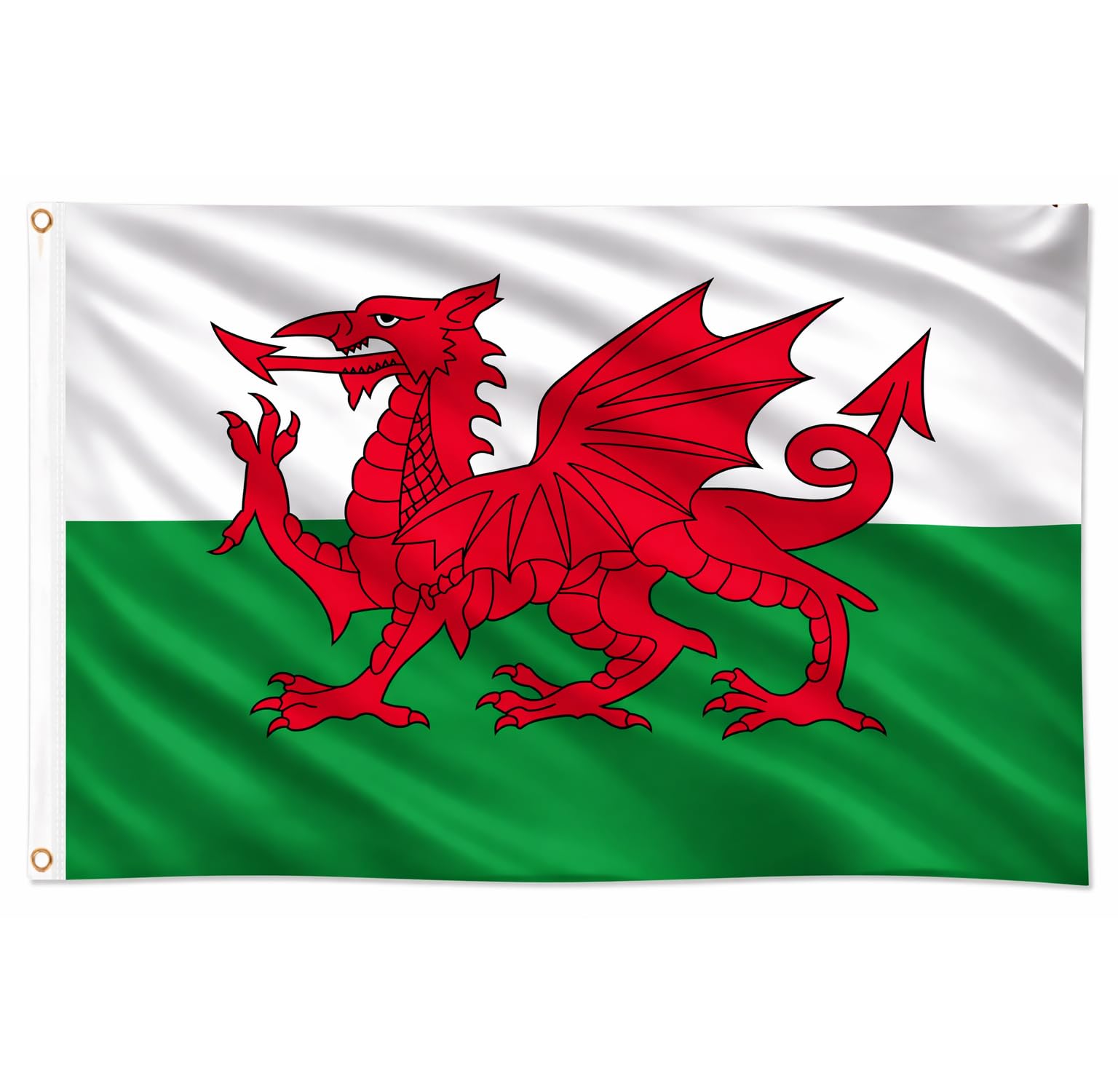 Winston Hide Welsh Flag 5ft x 3ft (153cm x 92cm) Cymru Wales Flag, Durable Polyester St Davids Day Red Dragon Flag with Double-Stitched Seams, Brass Eyelets, Fade-Resistant Flag