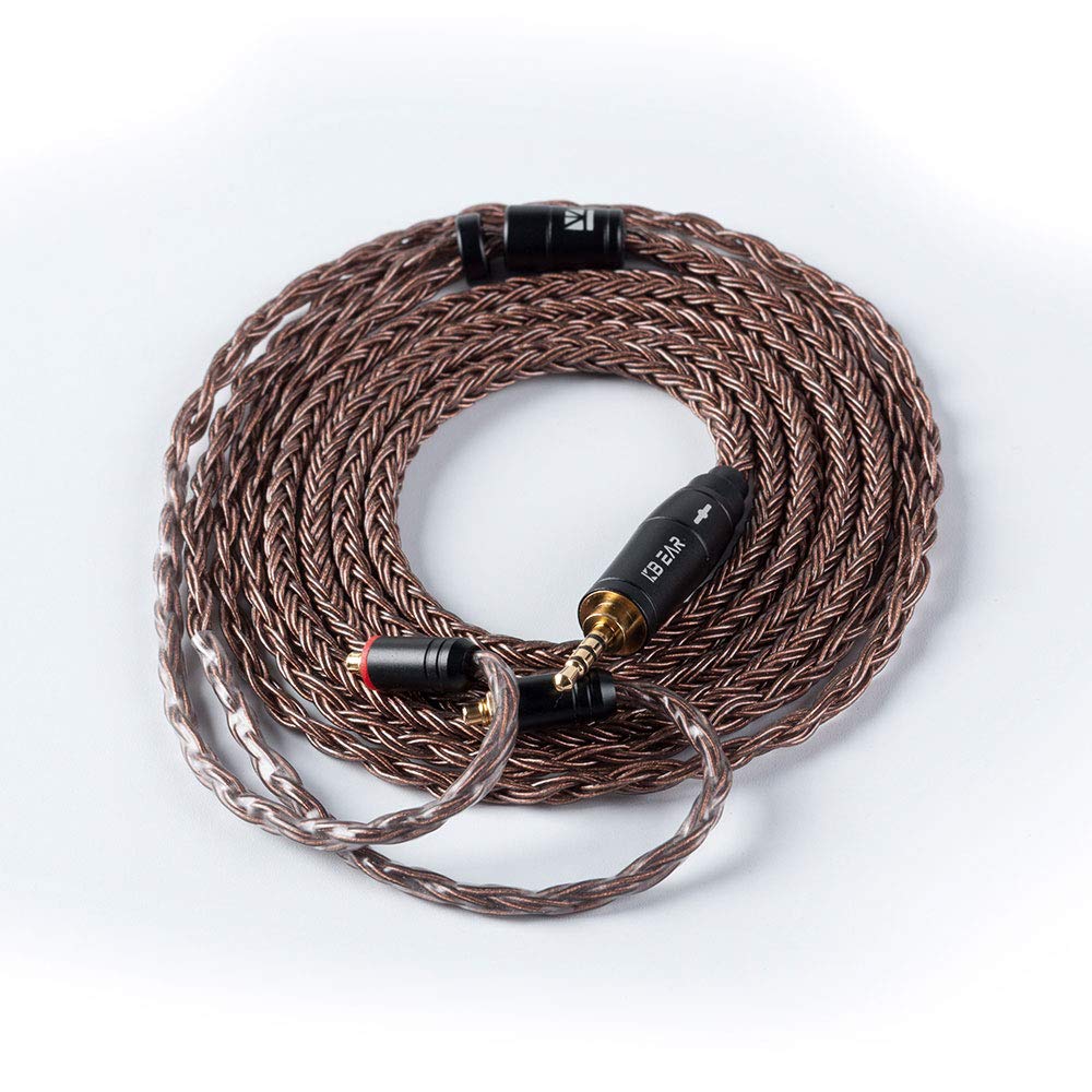 KBEAR - Cavo di ricambio bilanciato a 16 fili in rame privo di ossigeno, marrone, cavo rimovibile con connettore MMCX, per Shure 846 535 215 315 425 MAGAOSI K5 LZA4 A5 (2,5 mm, MMCX)