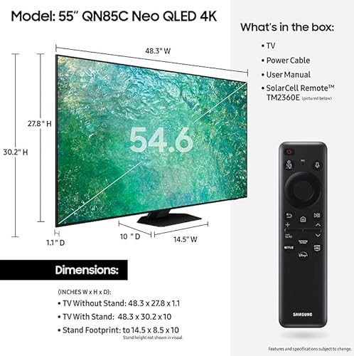 Samsung 55-Inch Class Neo QLED 4K QN85C Series Neo Quantum HDR, Dolby Atmos, Object Tracking Sound, Motion Xcelerator Turbo+, Gaming Hub, Smart TV