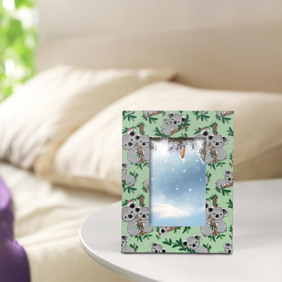 Cute Koalas 4x6 Picture Frame Picture Frames for Tabletop Display Wall Mounting Solid Wood Picture Frame with Acrylic Fits 4x6 or 3.5x5 Pictures for Home Office Decor Photo Display