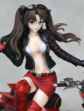 Fate/Stay Night Rin Tohsaka 1/6 Motorcycle Rider Japanese Anime Action Figures Dolls Statues Collection Black Coat