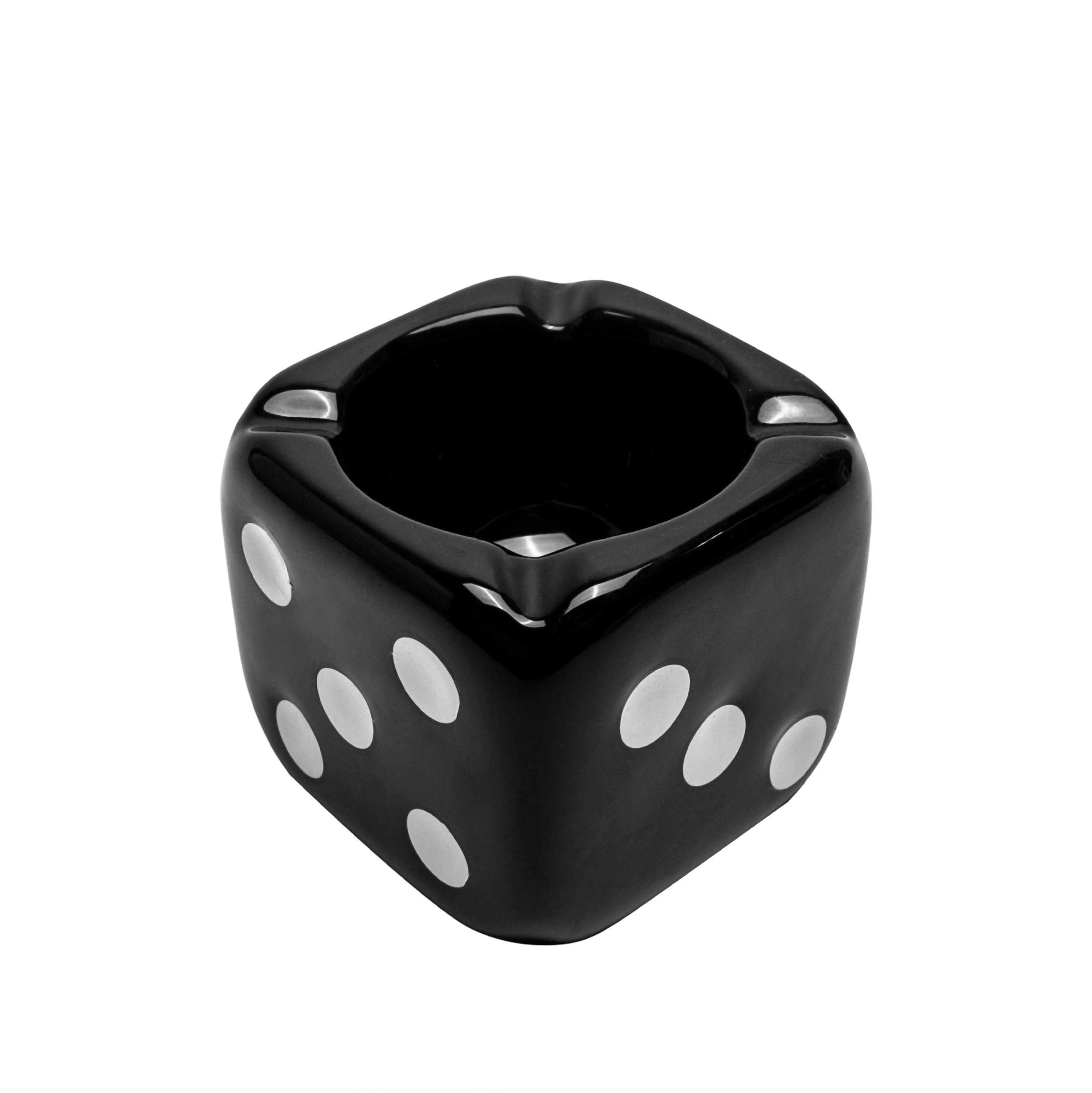 Creative Dice Ceramic Cigarette Ashtray, Retro Cool Cigarette Ashtray for Indoor or Outdoor Use, Ash Holder for Smokers, Unique Fancy Desktop Smoking Ash Tray for Home Office Decoration (Black)