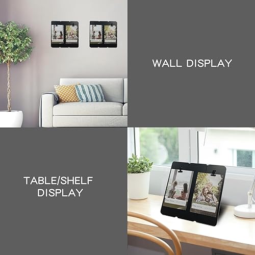 Miniatura 5 de Marcos de fotos de collage con clips, para fotos de 4 x 6 pulgadas o 6 x 8 pulgadas, portapapeles de madera rústica simple negro para montaje en