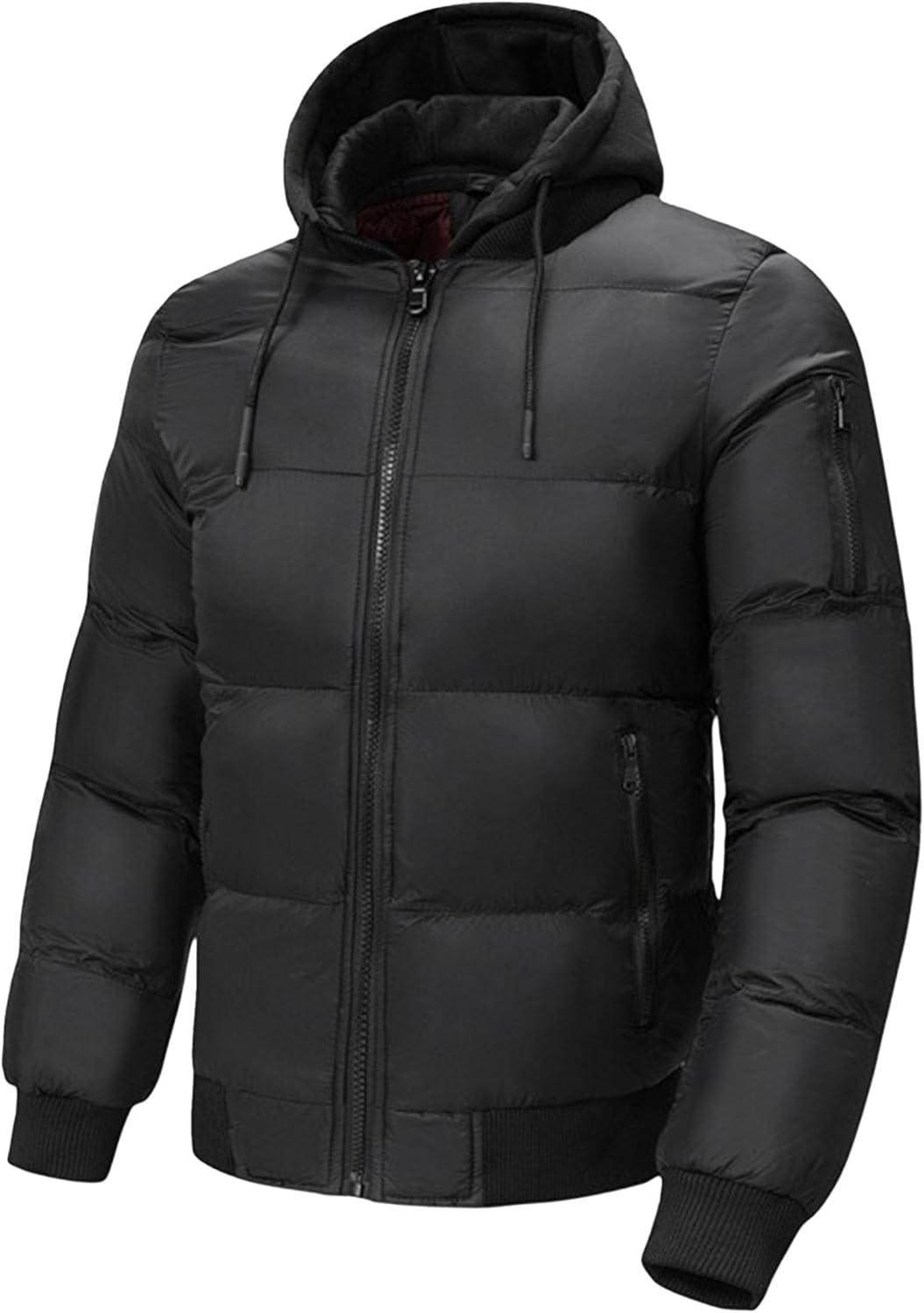 DGHM-JLMY Men's Thicken Puffer Jacket Fashion Winter Cotton Padded Hooded Coats Waterproof Warm Winter Coat With Hood