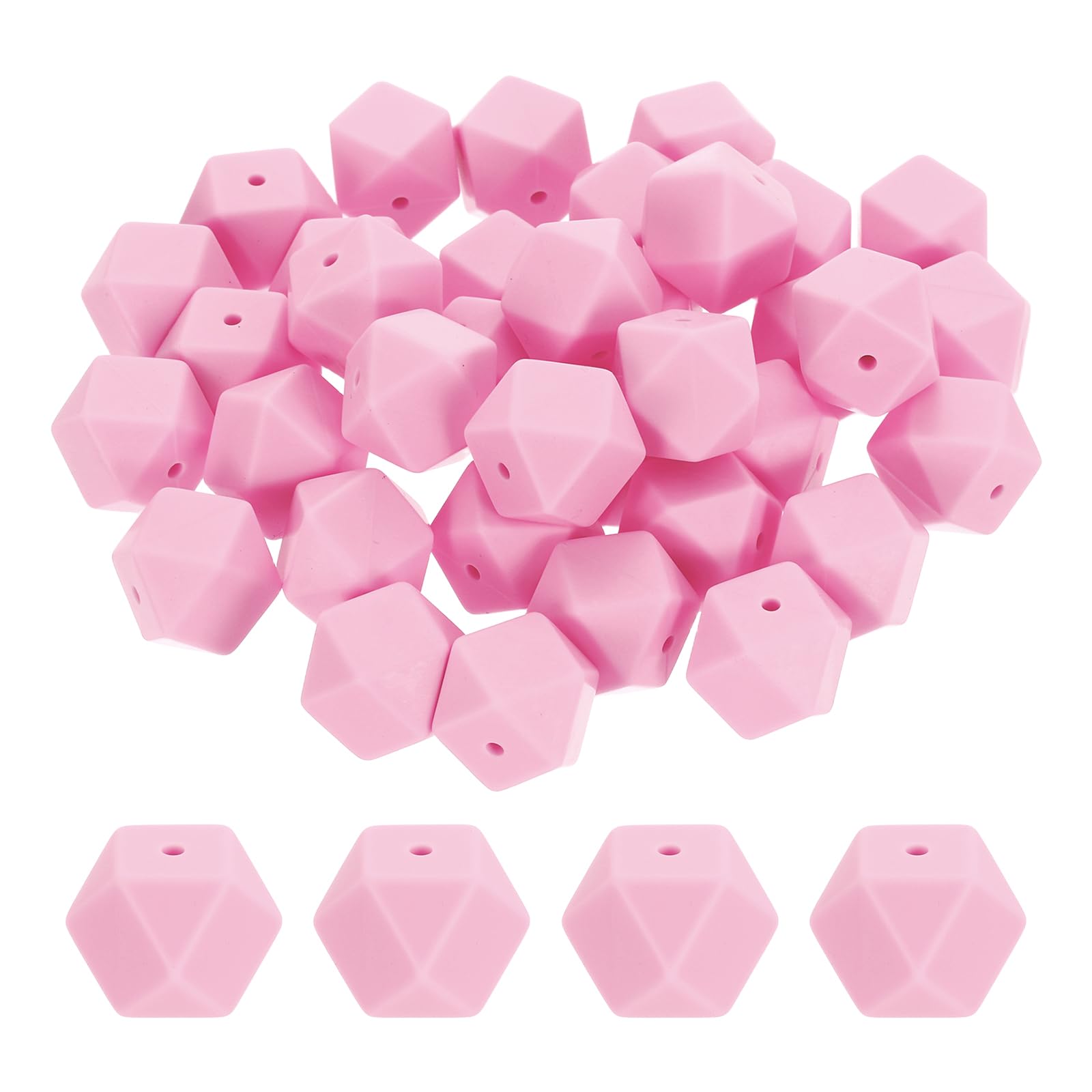 Perles focales pour fabrication de porte-clés et bracelets en silicone rose
