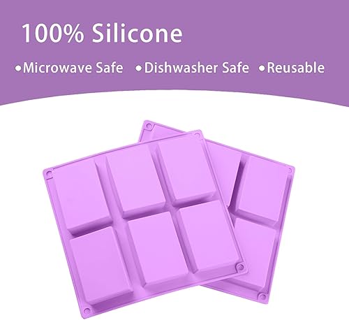 Miniatura 3 de Paquete de 3 moldes, 6 moldes rectangulares de silicona para jabón, incluyendo moldes de jabón de silicona de panal, adecuados para jabones caseros,