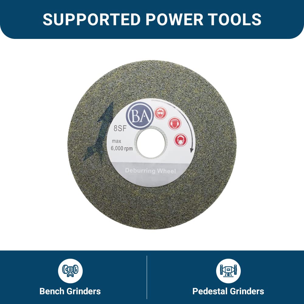 Benchmark Abrasives 6" x 1" x 1" Buffing Wheel for Bench Grinder, Silicon Carbide Deburring Tool for Metal 6 Inch Polishing Wheel, Finishing Surface Conditioning on Stainless Steel, Copper (8S Fine)