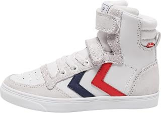 hummel Kids Slimmer Stadil Leather High Sneaker, White, Size 33