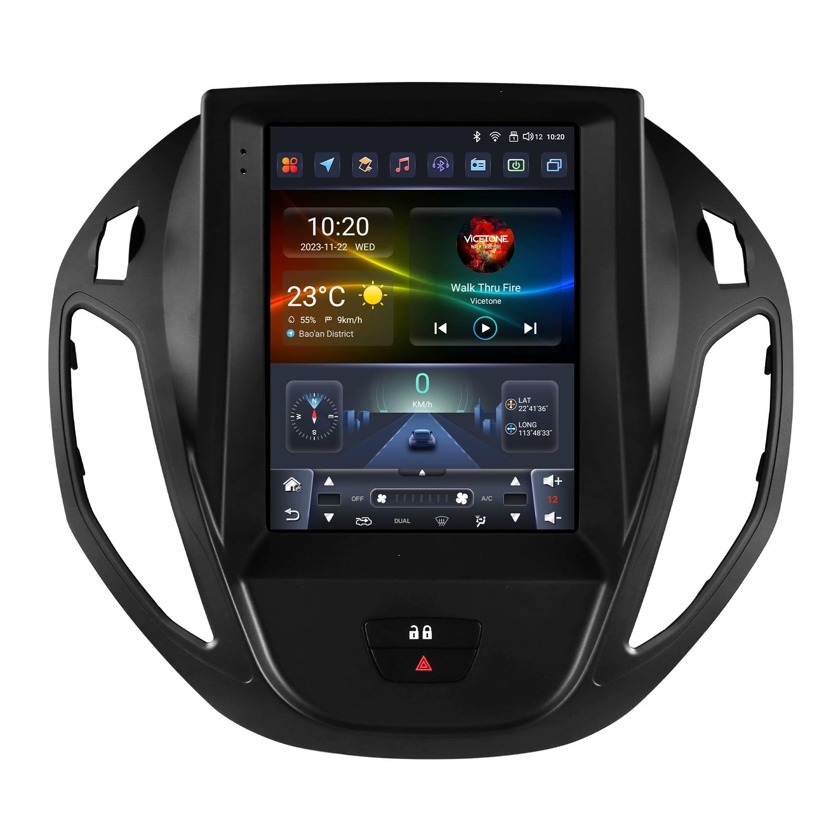 9.7 Pulgadas Doble DIN Android 15 Radio de Coche para Ford Transit/Tourneo Courier 2013-2021 con CarPlay Cámara de Respaldo Controles del Volante Bluetooth GPS Navi Enlace al Espejo(B,H5 4G+64G)