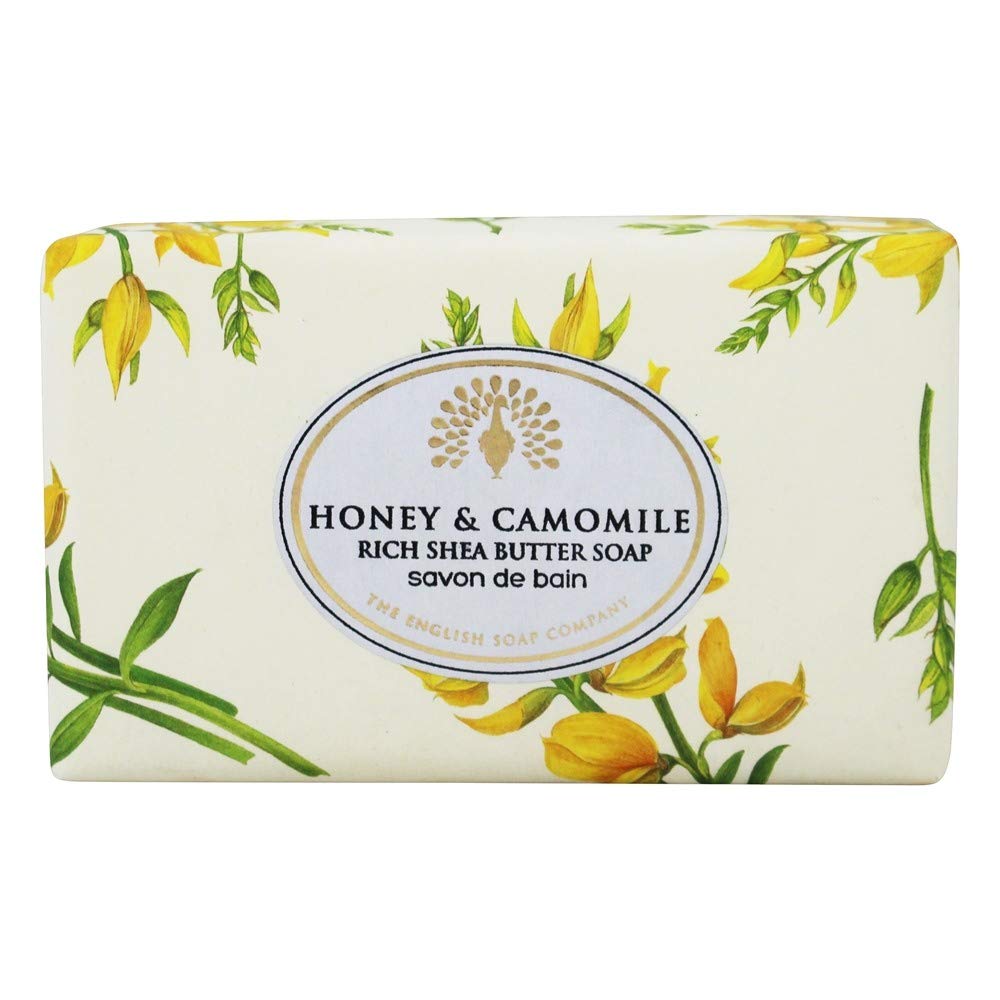 The English Soap Company Vintage Wrapped Soap Bar, Luxury Honey & Chamomile Shea Butter Soap Bar, Moisturising Soap Bar for Face & Body, Honey & Chamomile Scent 6.7 oz