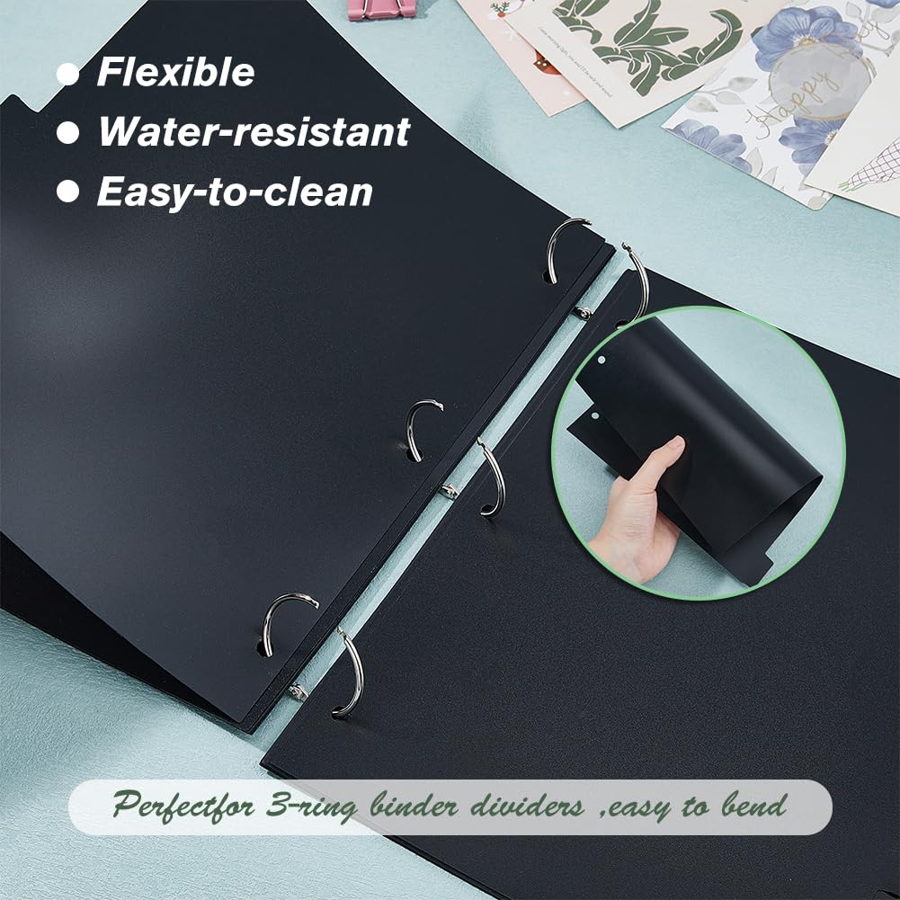 SUPERFINDINGS 16 Sheets 3 Ring A4 Black Folder Dividers 8 Index Dividers PP Folder Dividers Plastic Discbound Notebook Register for Planner Notebook Loose Leaf Folder - Image 4