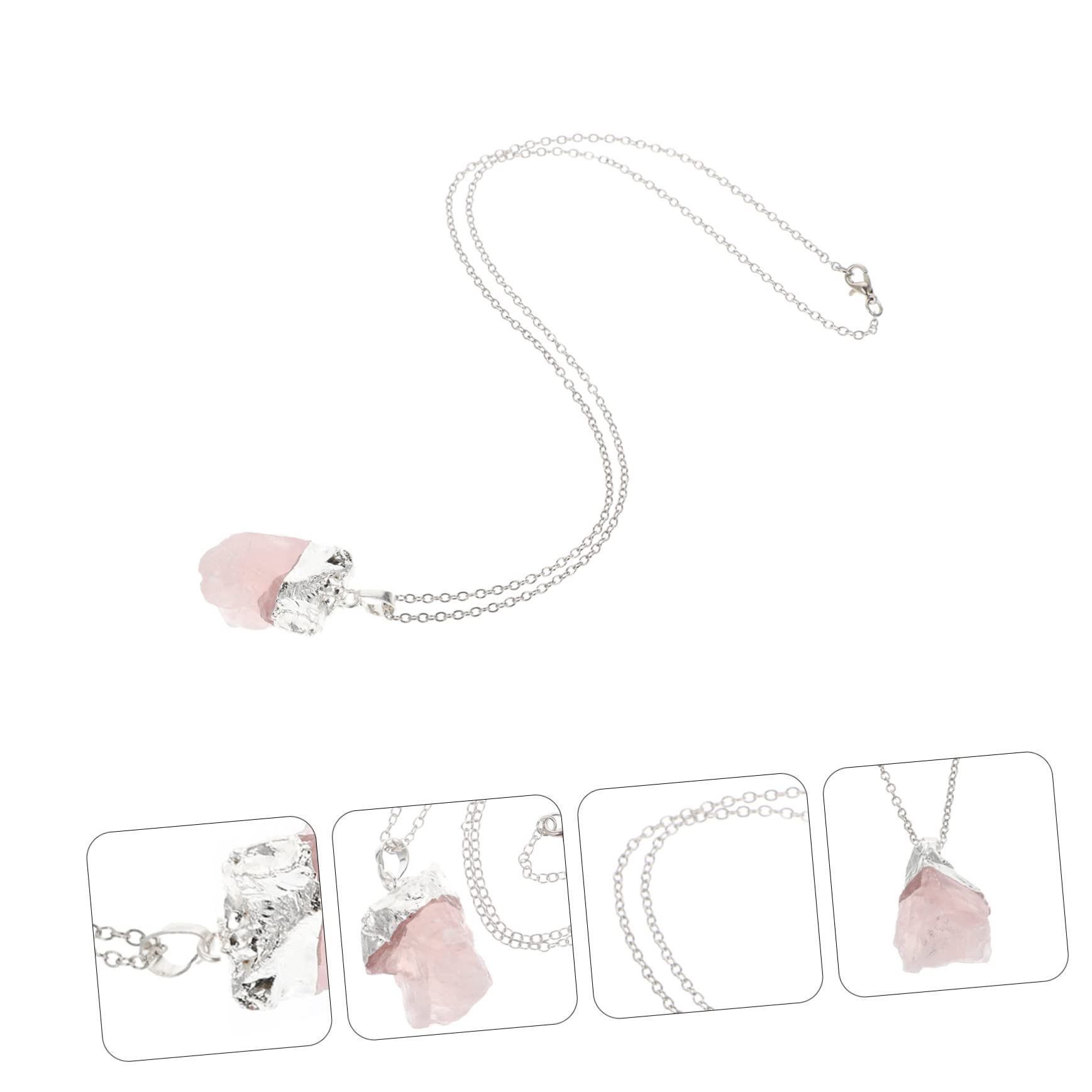 minkissy 4 Piezas Collar Con Colgante De Cuarzo Rosa Colgantes De Cristal Inspirador Colgante De Cristal En Bruto Collares De Cristal Cristales Irregulares Joyas Piedra En Bruto Accesorios
