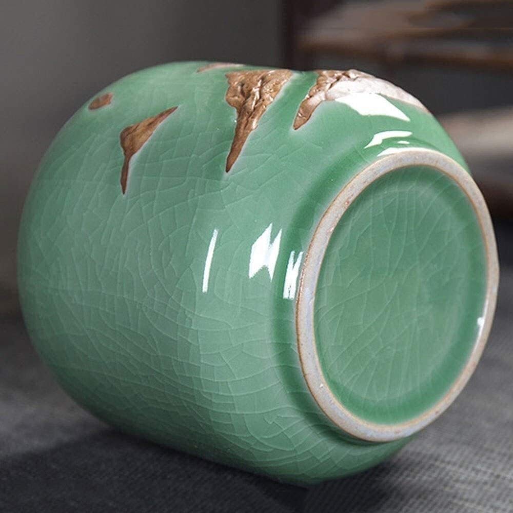 Urna per cremazione per cenere, urna ricordo per adulti e animali domestici, piccole urne commemorative in ceramica fatta a mano a casa o al cimitero (verde)