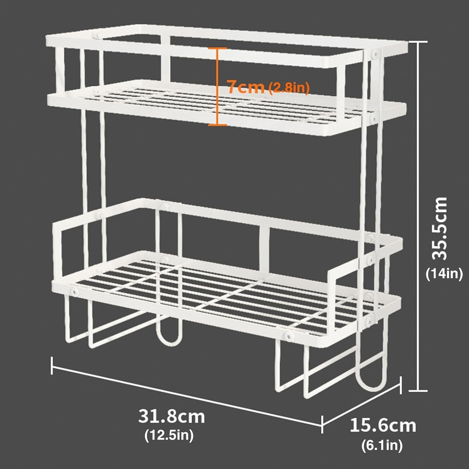 Étagère 2 Niveaux au-Dessus des Toilettes sans Perçage, Blanc