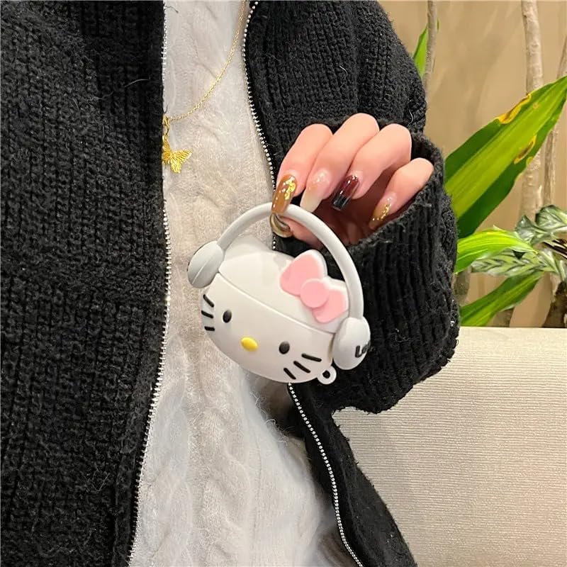 Image of Silicone Case Compatible for Apple Airpods 4 (2024) Cute Design for AirPods 4 with Active Noise Cancellation (ANC) with Keychain Hook Shockproof Protective Case (Cool Kitty)