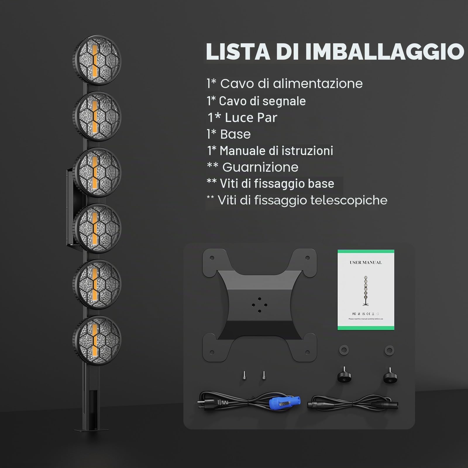 Par LED da 300W,RGBW Luce da Palco,6 COB Lineare Vintage Luci Par per DJ,DMX512 & RDM,Faretto RGB LED Illuminazione Discoteca per Feste Bar DJ Matrimonio Concerti Halloween Natale