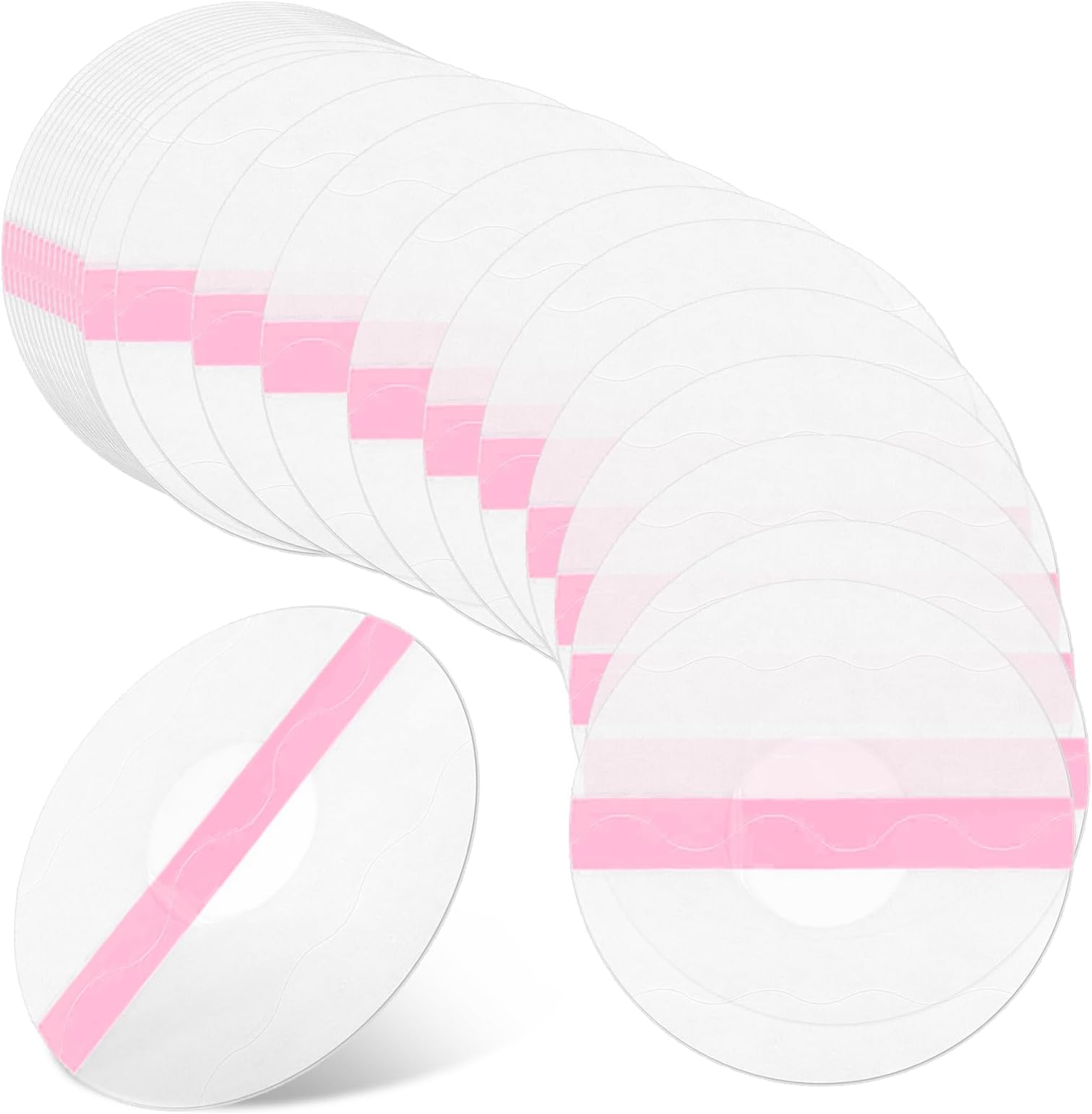 50 Pack Sensor Covers, Compatible With Freestyle Libre 1/2/3, Waterproof Adhesive Pink CGM Patches Transparent Breathable Glucose Monitor Protector On The Center Long Lasting Without Hole For Swimming