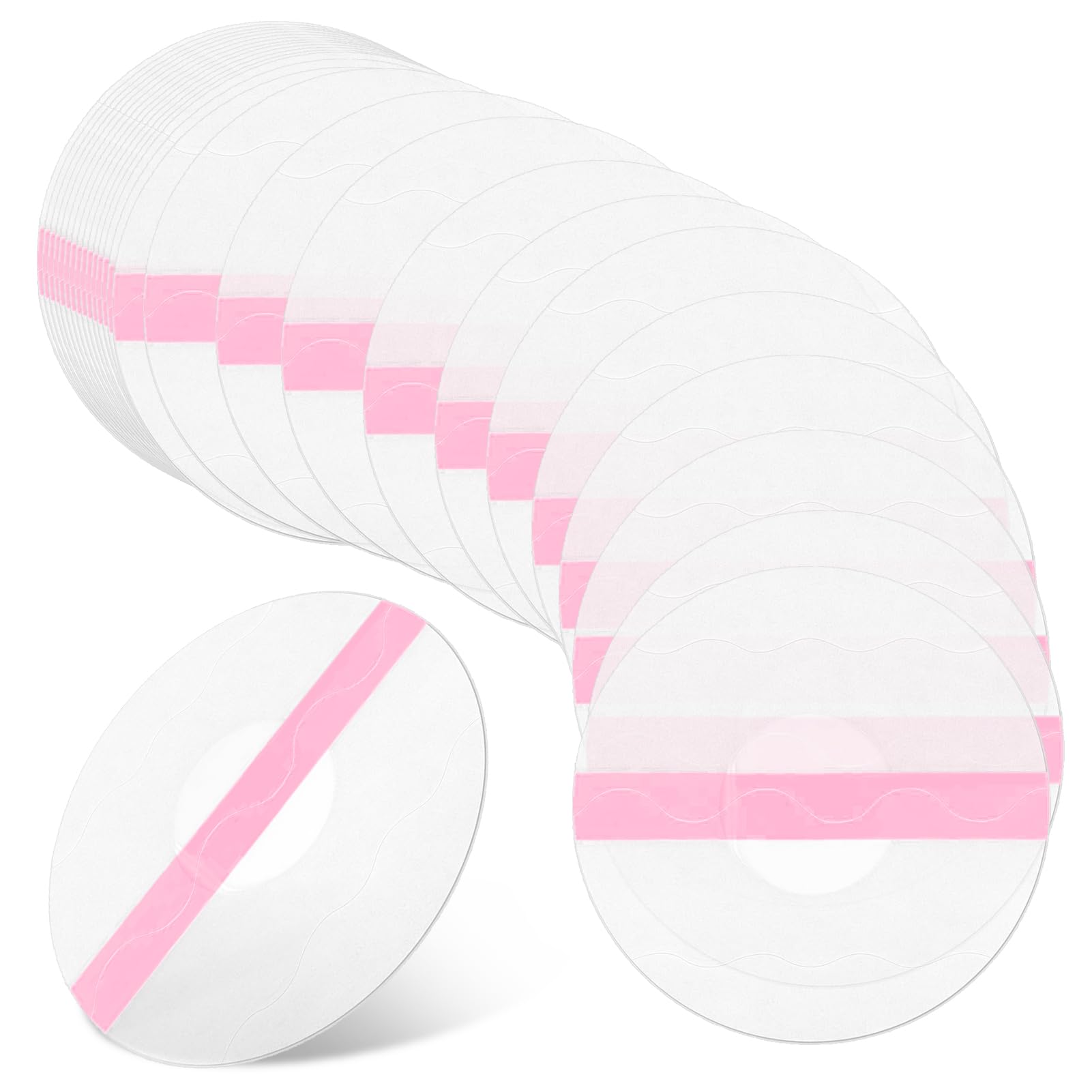 50 Pack Sensor Covers, Compatible With Freestyle Libre 1/2/3, Waterproof Adhesive Pink CGM Patches Transparent Breathable Glucose Monitor Protector On The Center Long Lasting Without Hole For Swimming