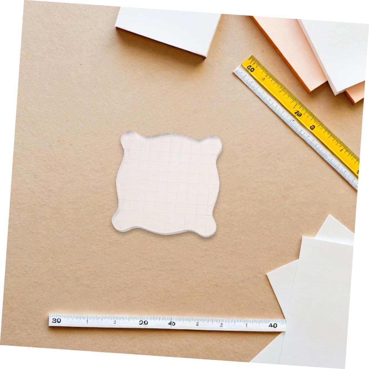 4pcs Acrylic Stamp Block Set for Crafting and DIY Projects with Grid Lines and Comfortable Grip, Versatile Application for Multiple Stamp Compatibility, for Scrapbooking and Card