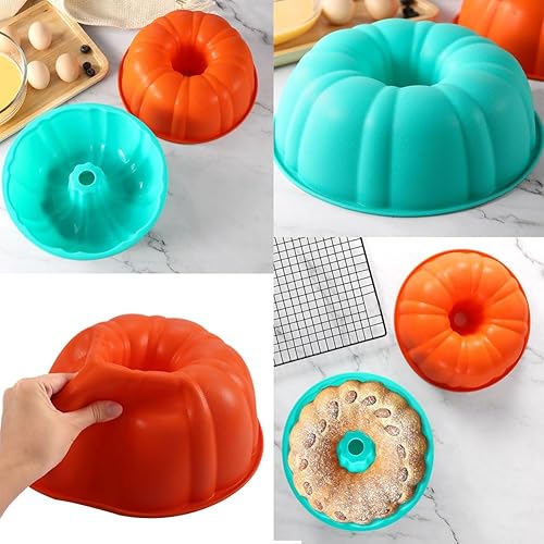 Miniatura 7 de Molde de silicona para tartas, moldes para tartas de 10 pulgadas, paquete de 2 moldes de silicona para hornear, gelatina, gelatina (azul + rojo)