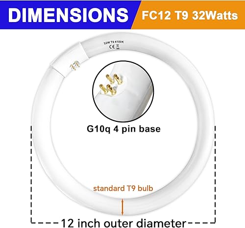 Miniatura 8 de FC8T9/CW 22W y FC12T9/CW Juego de 32 W Blanco Frío, 8 pulgadas T9 22 Watts Circular Bombillas Circulares, 12 pulgadas 32 Watts Bombilla de anillo