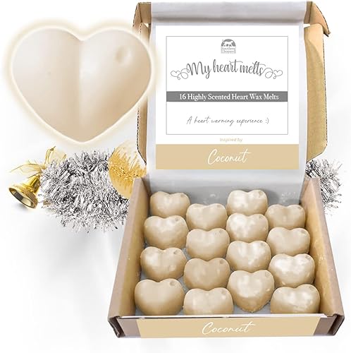 Miniatura 3 de Cera de vainilla para derretir  16 x 0.176 onzas en forma de corazón, fuerte cera perfumada de vainilla que se derrite en una elegante caja de