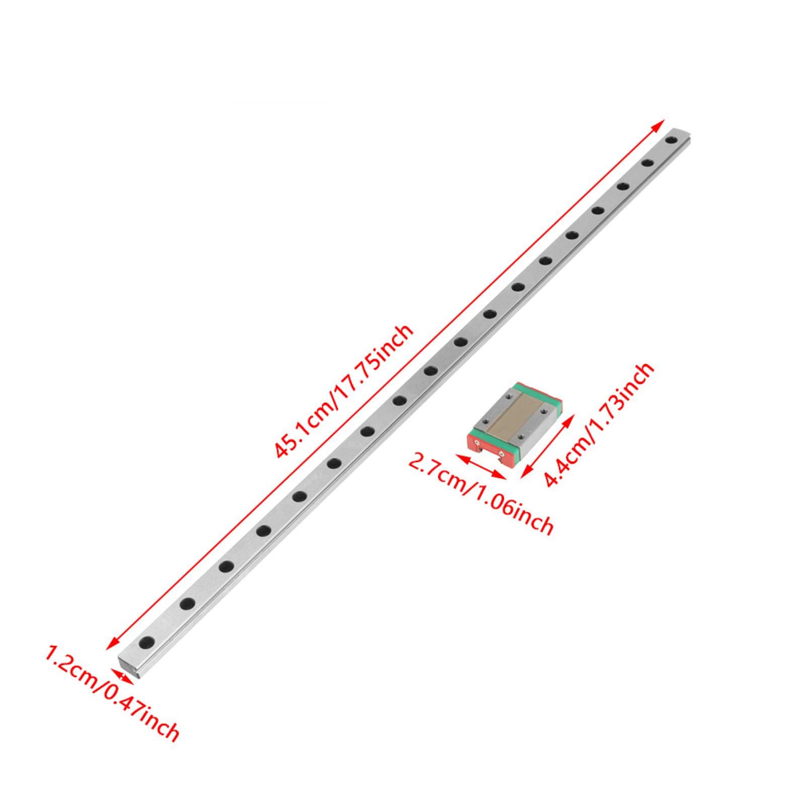 Guida a Movimento Lineare, Guida Lineare in Miniatura MGN12H Lunghezza 450 Mm Larghezza 12 Mm + Blocco di Scorrimento
