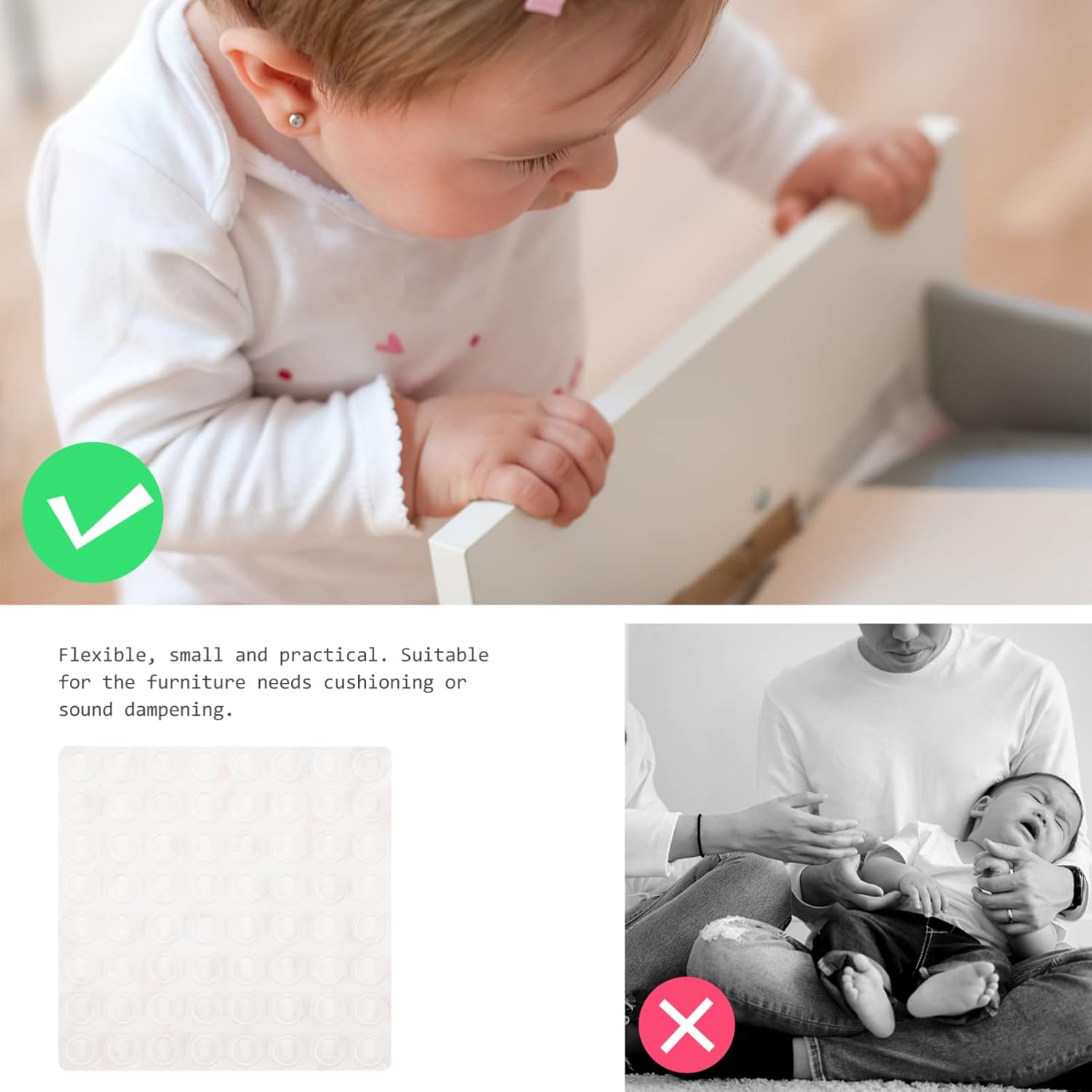 NUOBESTY 3pcs Transparent Self-Adhesive Silicone Bumper Pads Cabinet Stoppers for Furniture Protection and Sound Dampening for Cabinets Tables and Doors