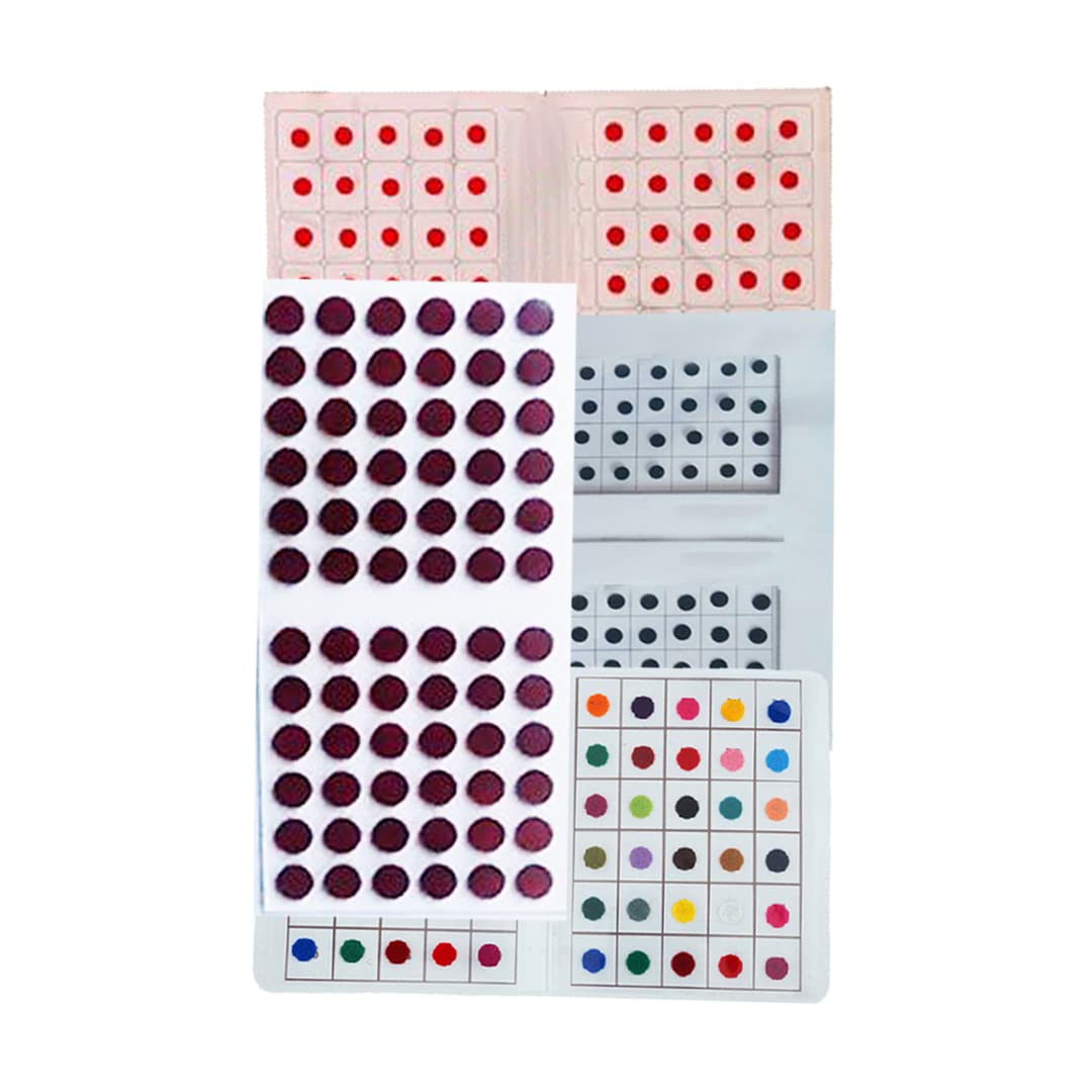 Red Maroon Bindi Round Dots 6 Packets Forehead Sticker Indian Face Jewels