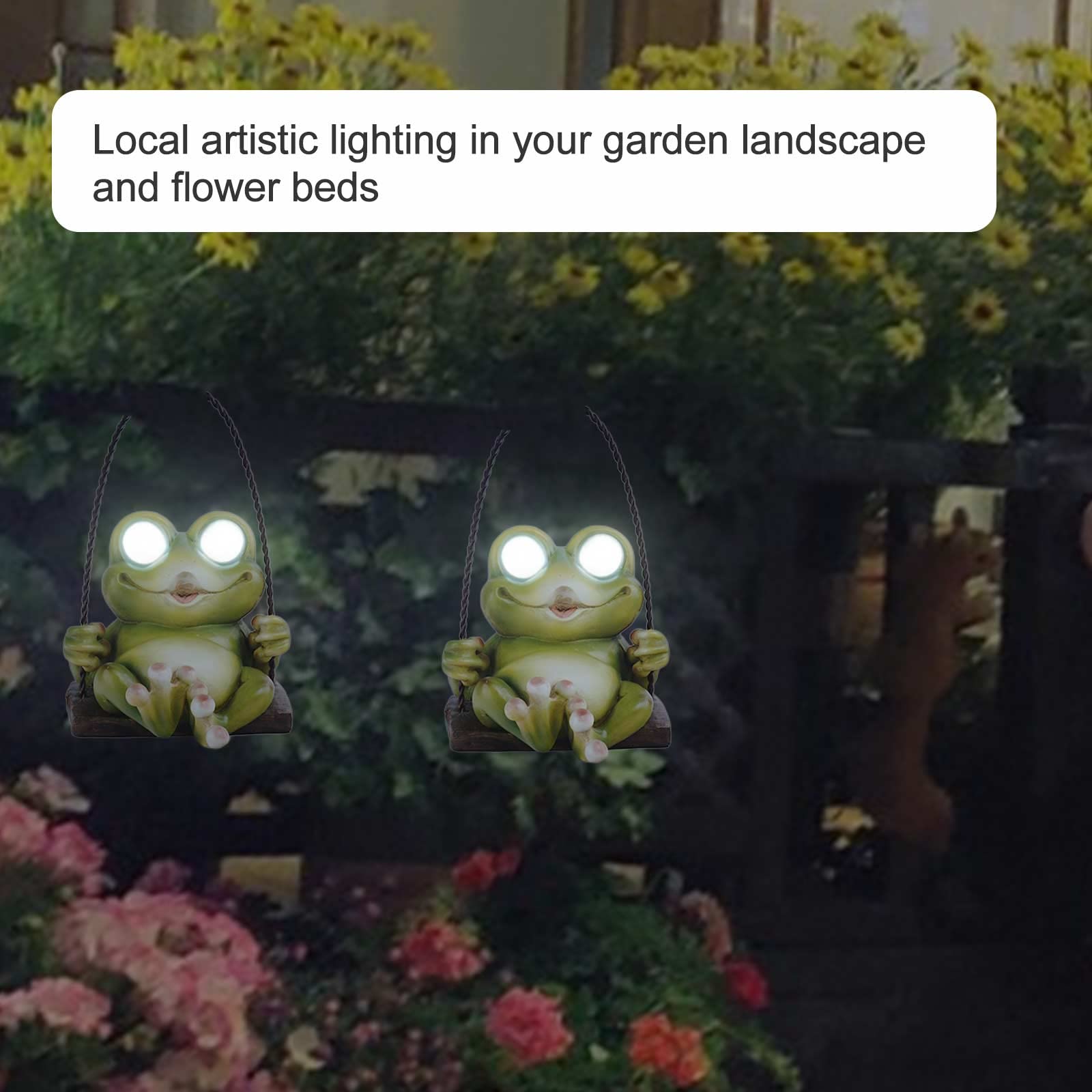 Decorazione Rana Solare Da Giardino - Statua In Resina Con Luce LED Per Esterno - Impermeabile E Resistente