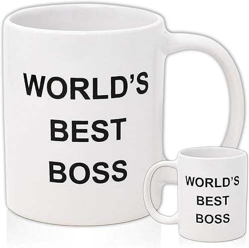 Alpha Awards Taza de café World's Best Boss, impresión de doble cara, taza de cerámica de 11 onzas para la oficina