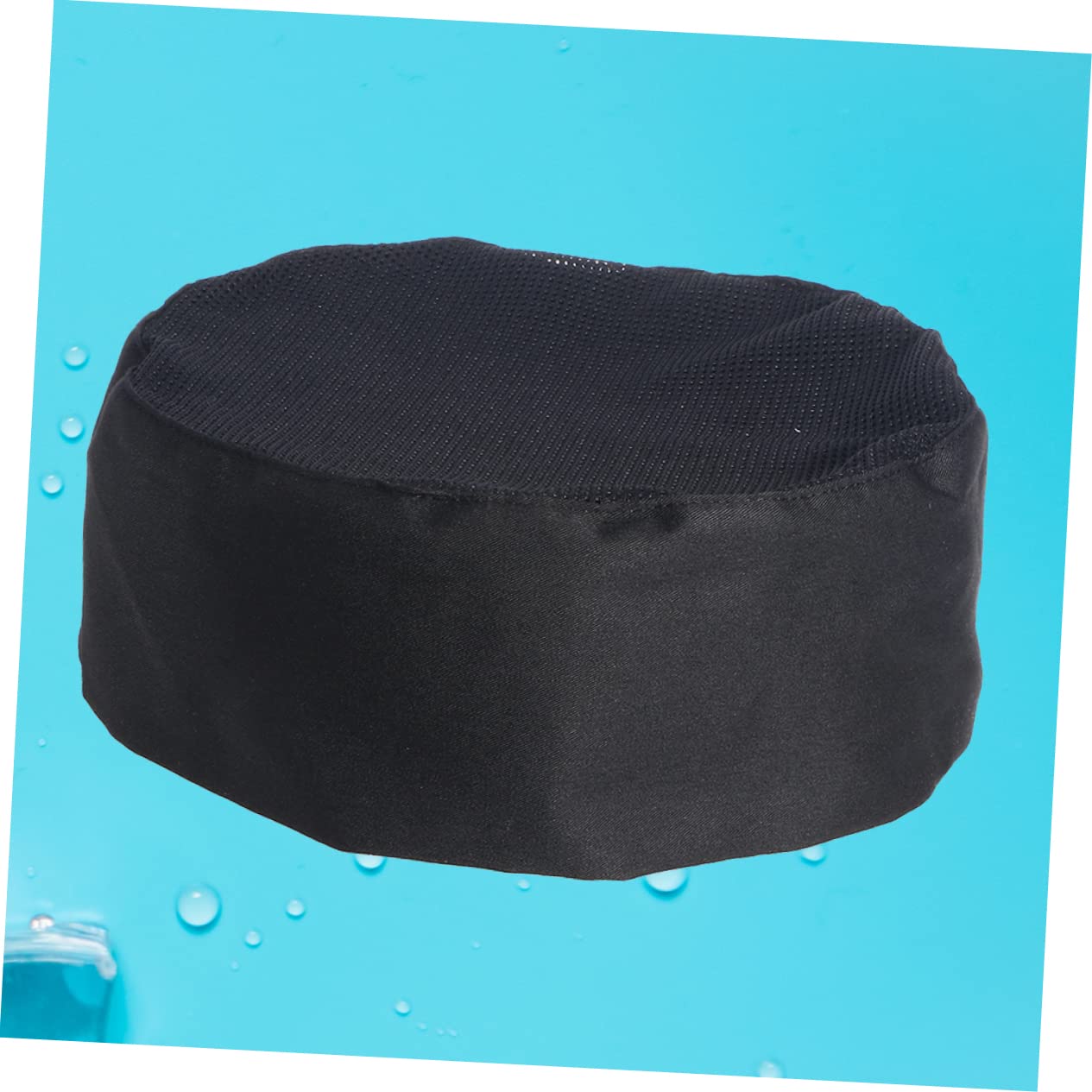 Beavorty 2Pcs Adjustable Black Mesh Chef Hat for Catering Breathable Chef Cap with Hook Loop Strap Fits Adults for Cooking and Baking The Kitchen